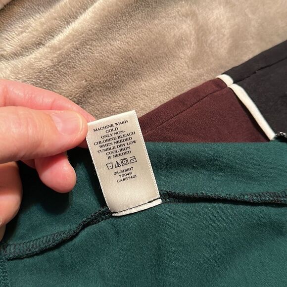 Ann Taylor L Black Winter Green White Crewneck Quarter Sleeve Cotton Blend Top - Picture 12 of 12